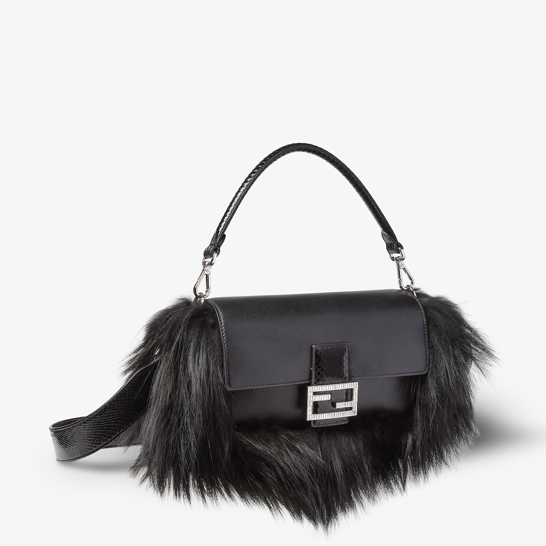 FENDI Baguette® Black leather and fur bag - Image 6